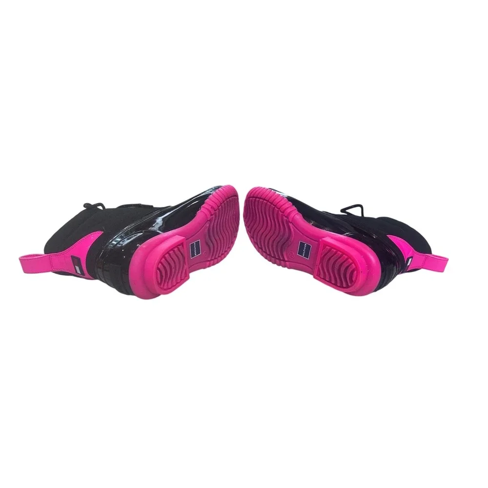 Tommy Hilfiger Haryett Duck‎ Boots Black Hot Pink Waterproof Rain Ankle Size 10M